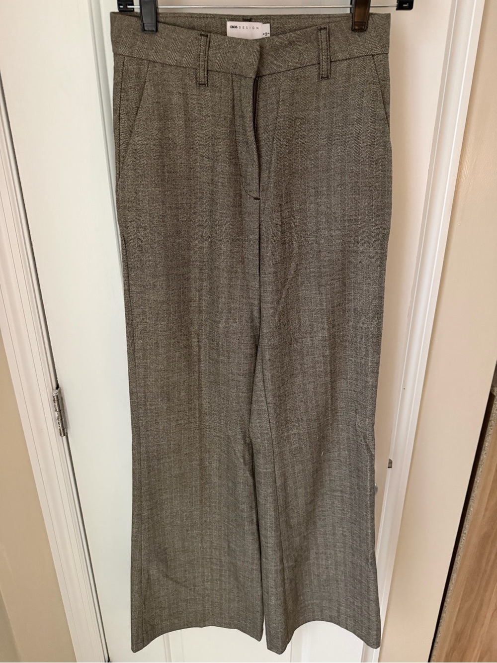 ASOS Women's Wide Leg Dress Pants in Gray Plaid